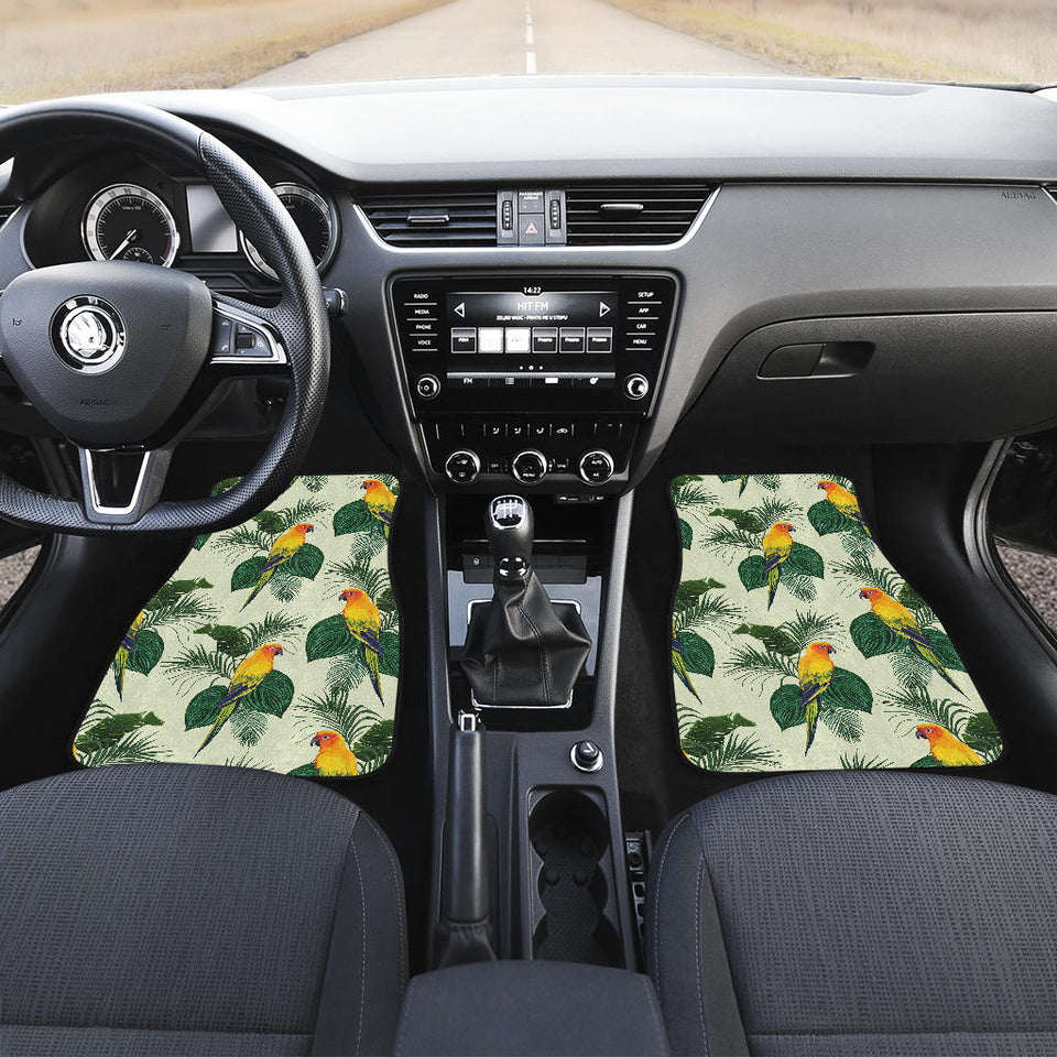 Beautiful Parrot Palm Leaves Pattern Front And Back Car Mats
