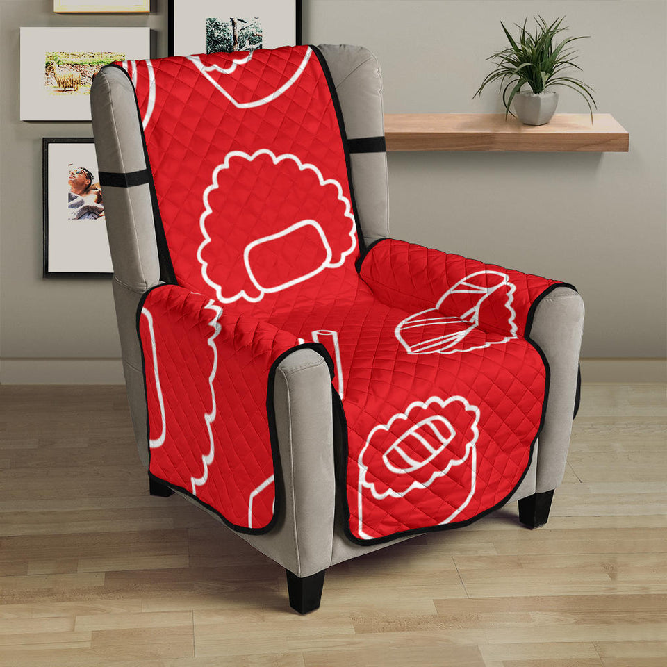 sushi pattern red background Chair Cover Protector