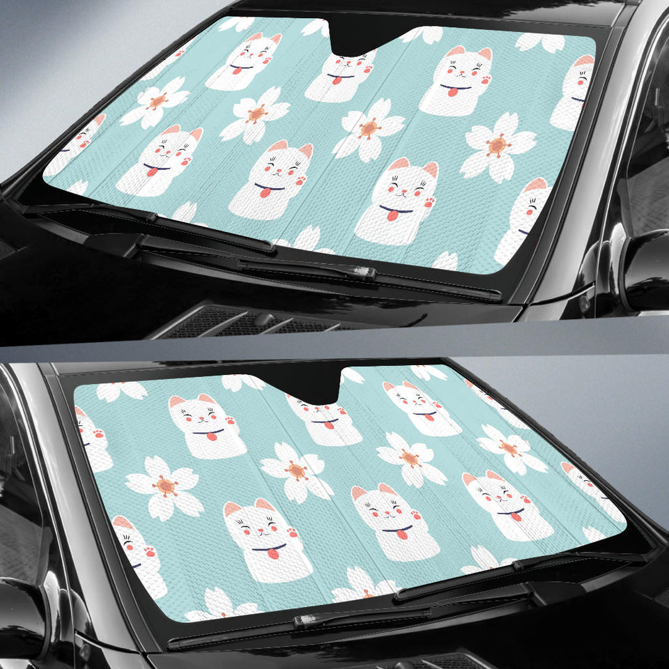 Maneki Neko Cat Sakura Car Sun Shade