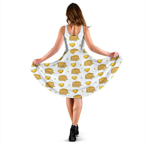 Pancake Pattern Print Design 03 Sleeveless Midi Dress