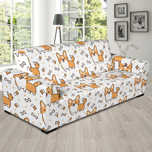Cute Corgi Heart Star Bone Pattern Sofa Slipcover