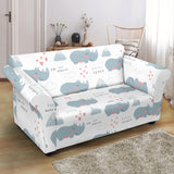 Cute Rhino Heart Pattern Loveseat Couch Slipcover