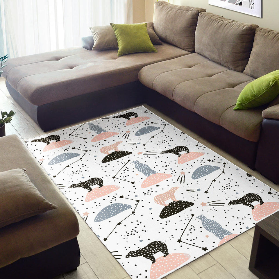 Polar Bears Star Poka Dot Pattern Area Rug