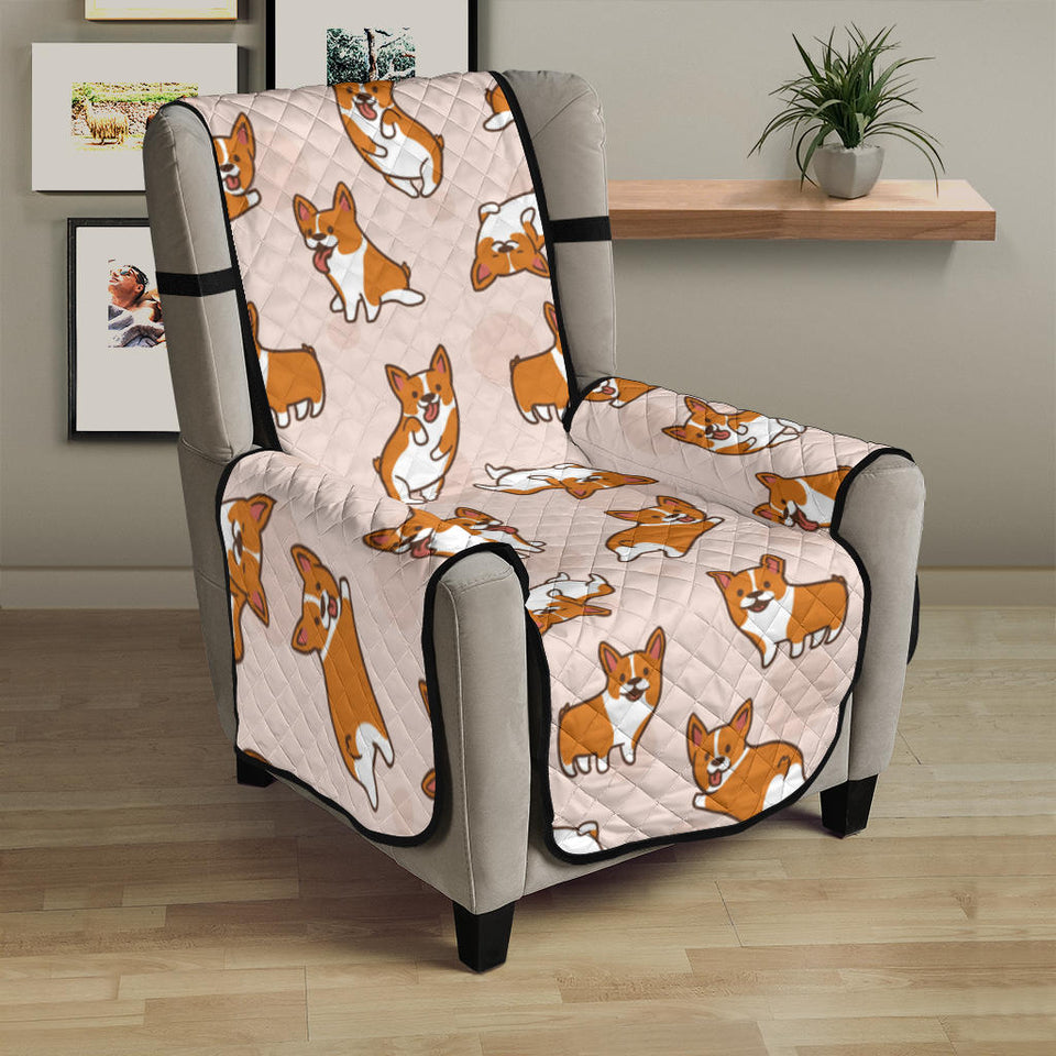 Cute Corgis Pattern pink background Chair Cover Protector