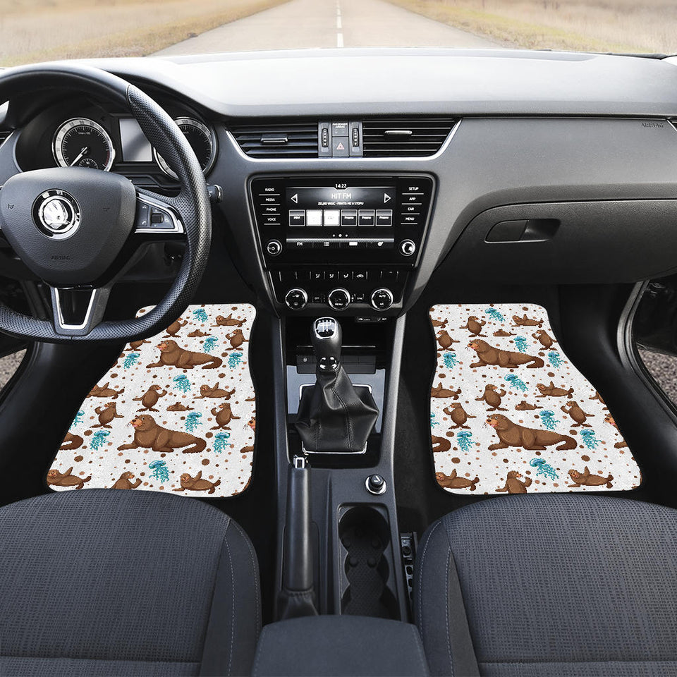 Sea Lion Seals Jellyfish Pattern Front And Back Car Mats