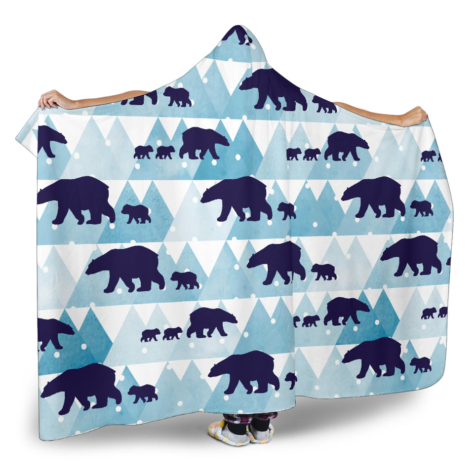 Polar Bear Winter Snow Pattern Hooded Blanket