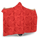 Strawberry Pattern Red Background Hooded Blanket
