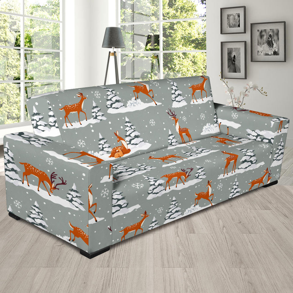 Beautiful Deers Winter Christmas Sofa Slipcover