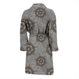 Nautical Wood Steering Wheel Pattern Men'S Bathrobe