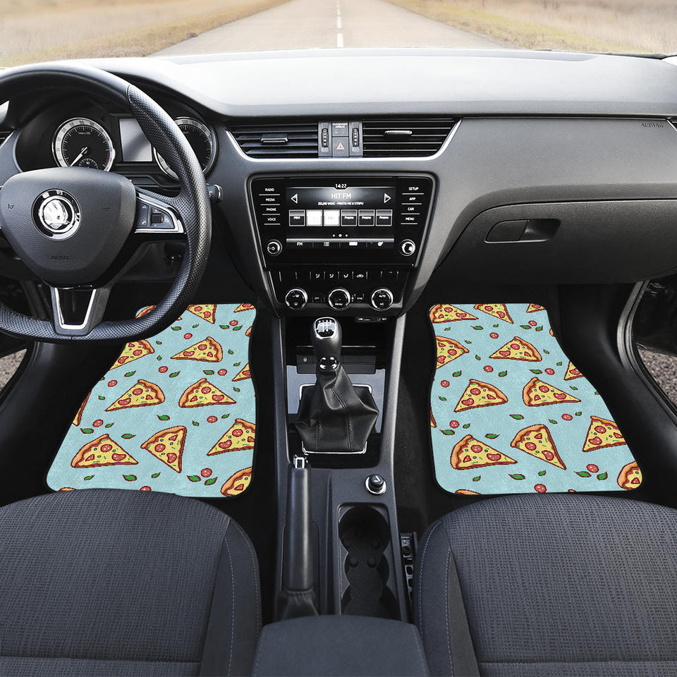 Hand Drawn Pizza Blue Background Front And Back Car Mats