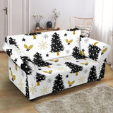 Christmas Tree Holly Snow Star Pattern Loveseat Couch Slipcover