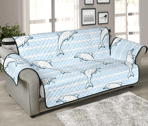 Dolphin blue striped background Sofa Cover Protector