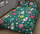 Snowman bird decorative elements christmas pattern Quilt Bed Set