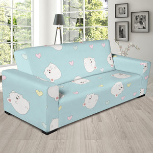 White Cute Hamsters Heart Pattern Sofa Slipcover