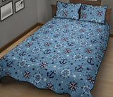 Anchors rudder compass star nautical pattern Quilt Bed Set
