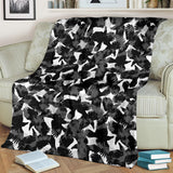 Crow Illustration Pattern Premium Blanket