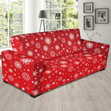 Snowflake Pattern Red Background Sofa Slipcover