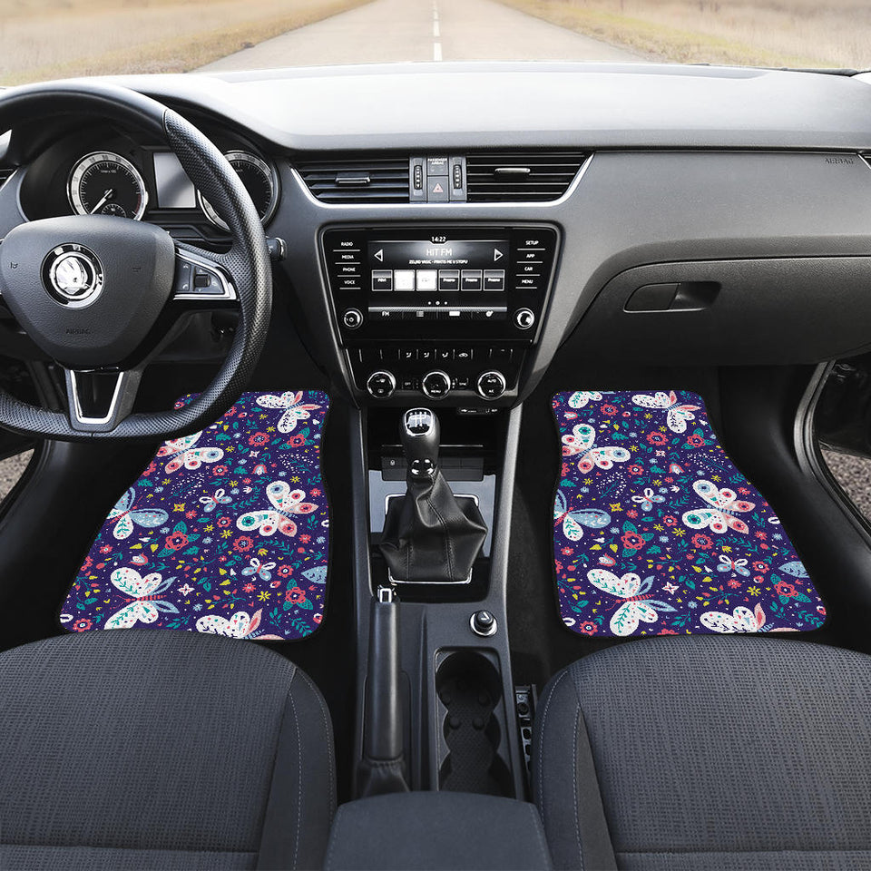 Colorful Butterfly Flower Pattern.Eps Front And Back Car Mats