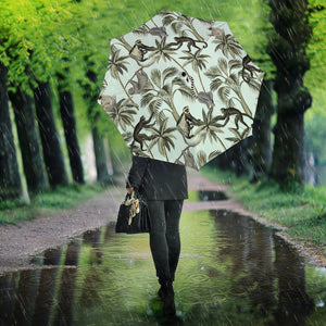 Monkey Sloth Lemur Palm Trees Pattern Umbrella