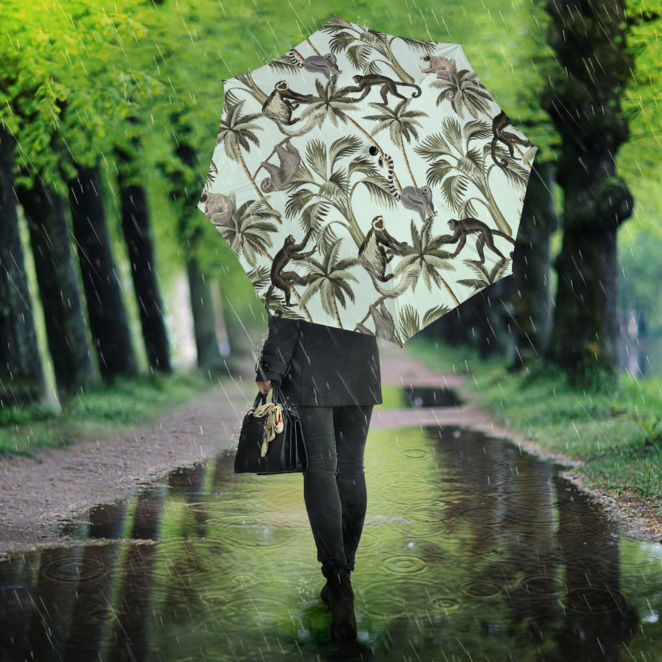 Monkey Sloth Lemur Palm Trees Pattern Umbrella