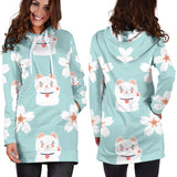 Maneki Neko Lucky Cat Sakura Women'S Hoodie Dress
