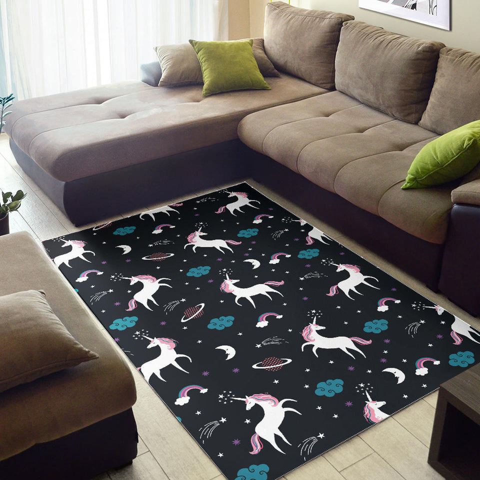 Unicorn Rainbows Moon Clound Star Pattern Area Rug