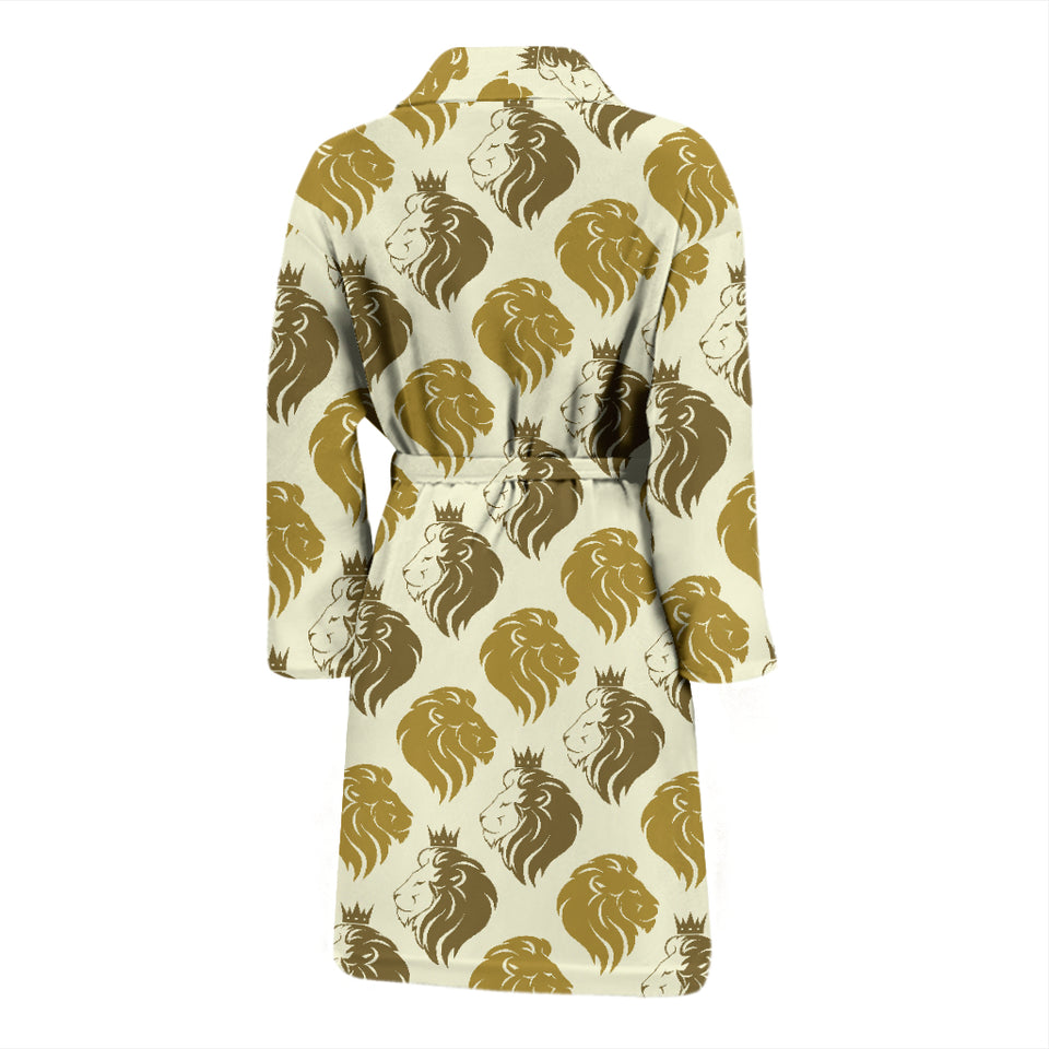 Lion Pattern Print Design 02 Men's Bathrobe