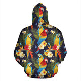 Colorful Parrot Flower Pattern Zip Up Hoodie