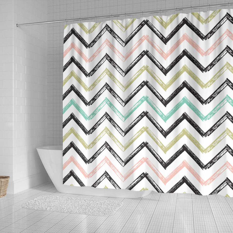 Zigzag  Chevron Paint Pattern Shower Curtain Fulfilled In US