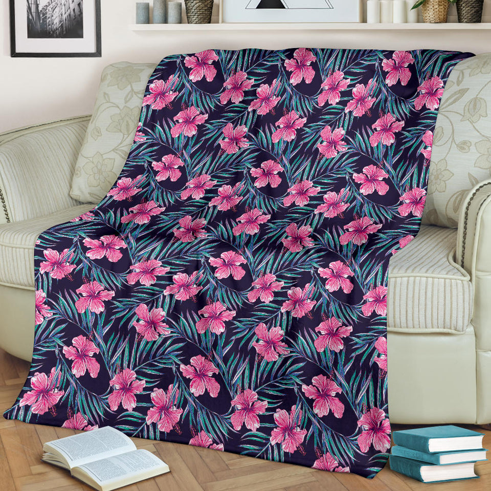 Hibiscus Pattern Print Design 05 Premium Blanket