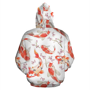 Watercolor Koi Fish Carp Fish Pattern Zip Up Hoodie