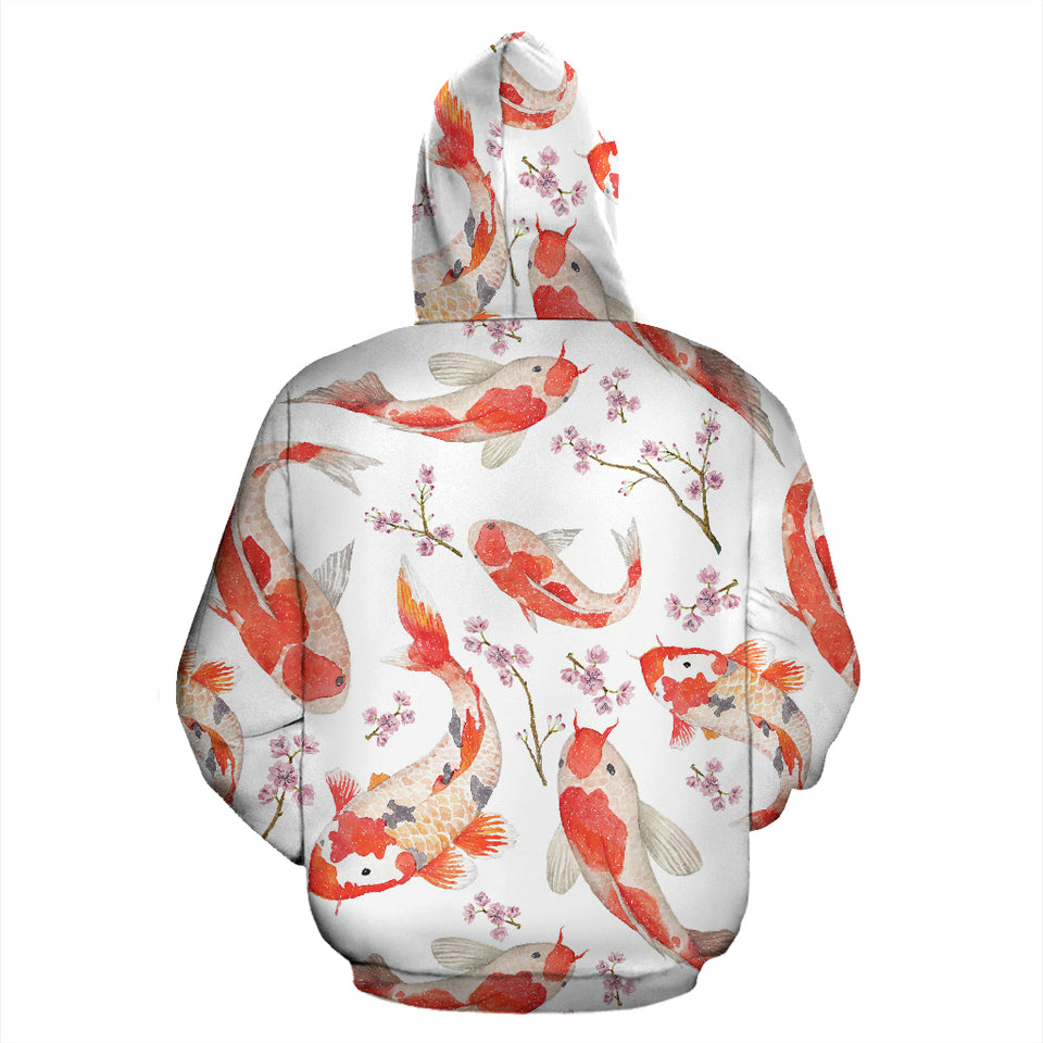 Watercolor Koi Fish Carp Fish Pattern Zip Up Hoodie