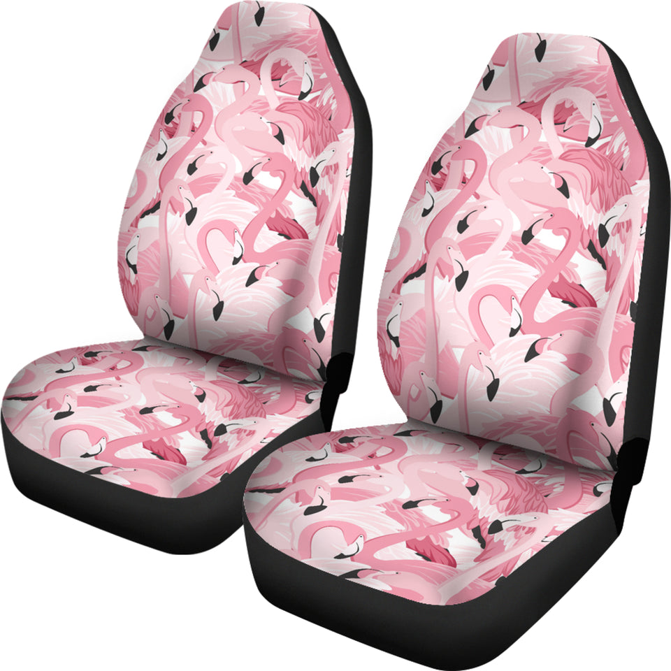 Pink Flamingos Pattern Background Universal Fit Car Seat Covers