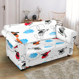 Watercolor Helicopter Cloud Pattern Loveseat Couch Slipcover