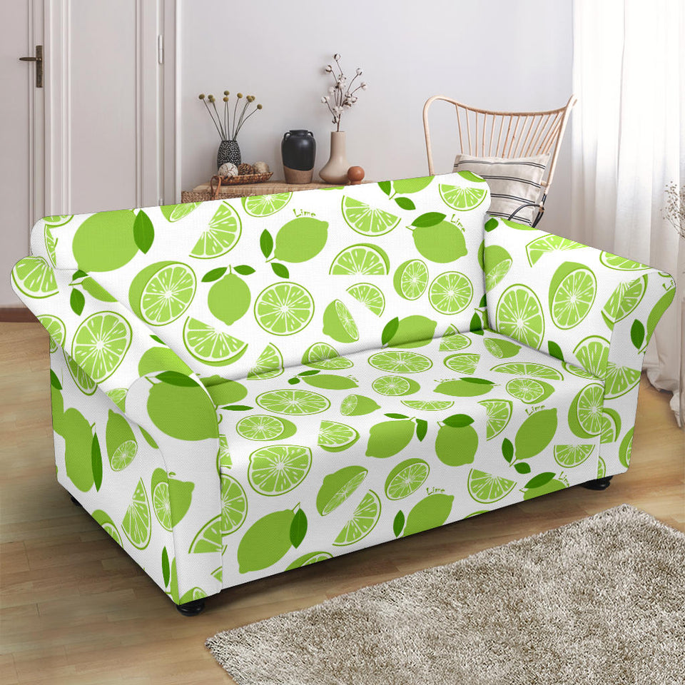 Lime Design Pattern Loveseat Couch Slipcover