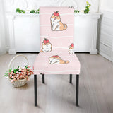 Cute Shiba Inu Dog Apple Pattern Dining Chair Slipcover