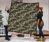 Dark Green Camo Camouflage Pattern Premium Quilt