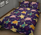 Colorful sea turtle pattern Quilt Bed Set