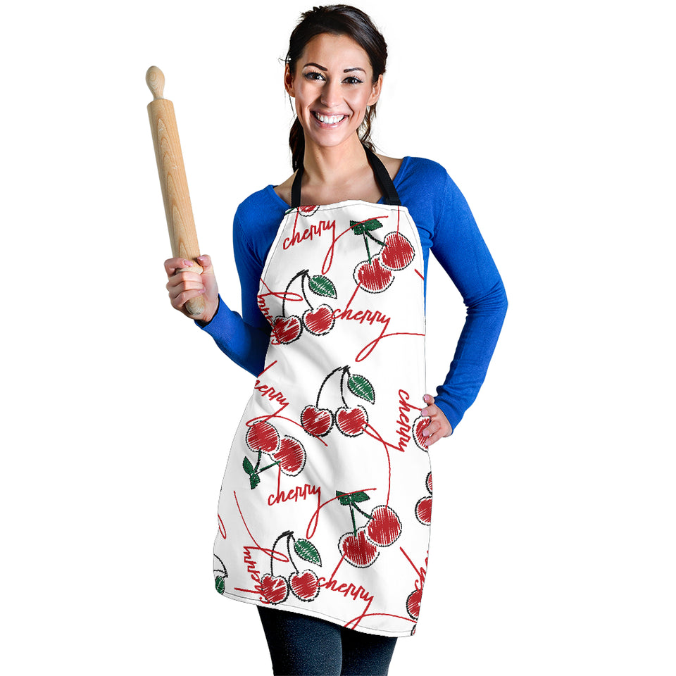 Hand Drawn Cherry Pattern Adjustable Apron