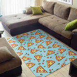 Hand Drawn Pizza Blue Background Area Rug