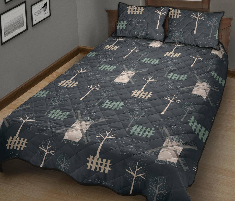 windmill tree pattern Quilt Bed Set