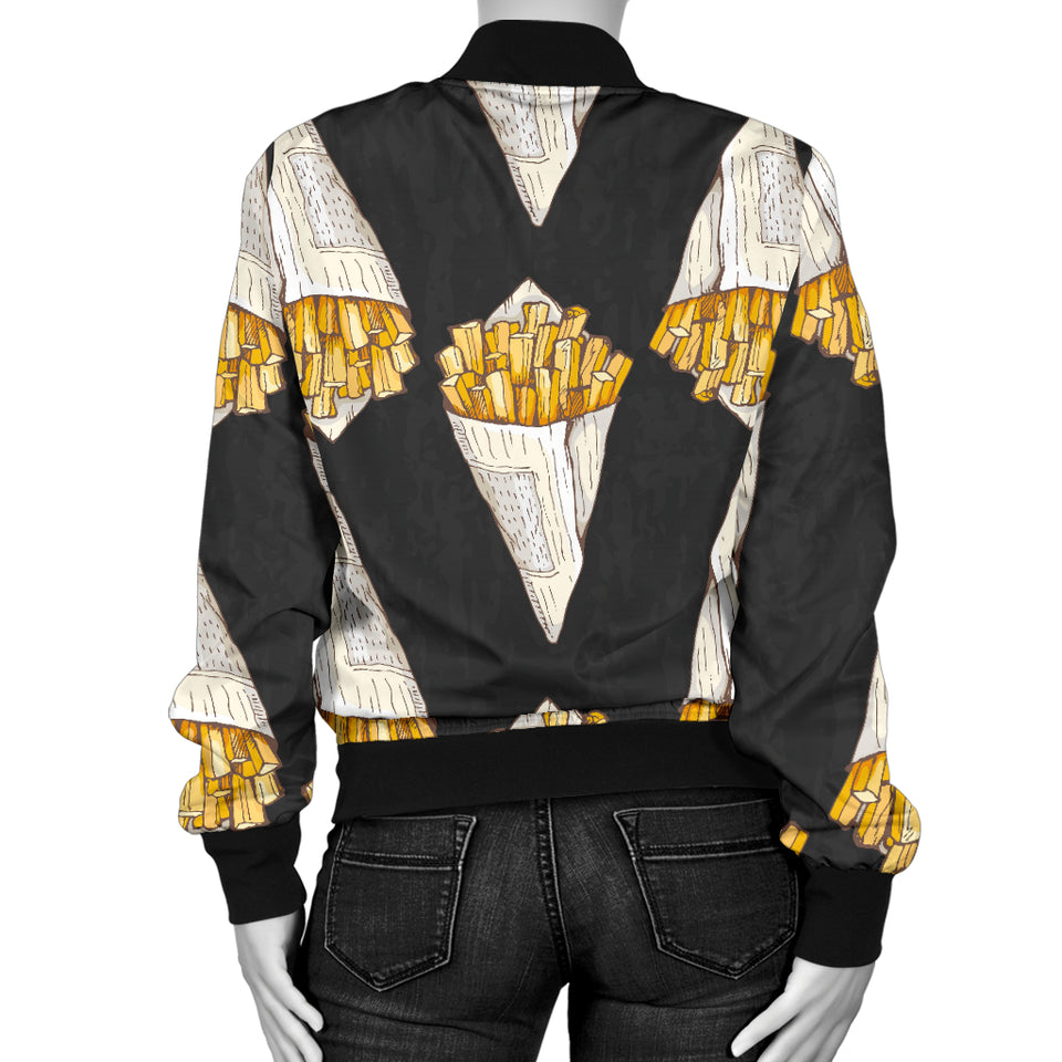 French Fries Dark Background Women'S Bomber Jacket