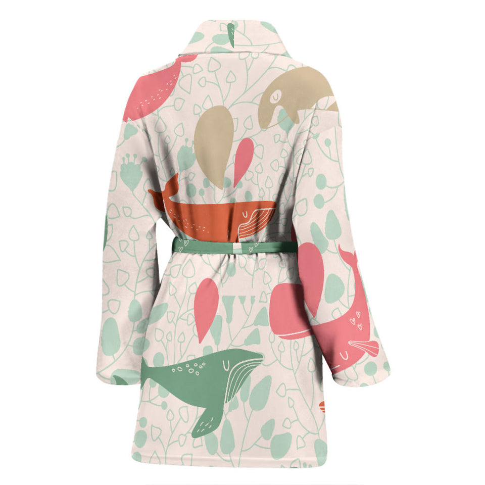 Cute Whale Pattern Women'S Bathrobe