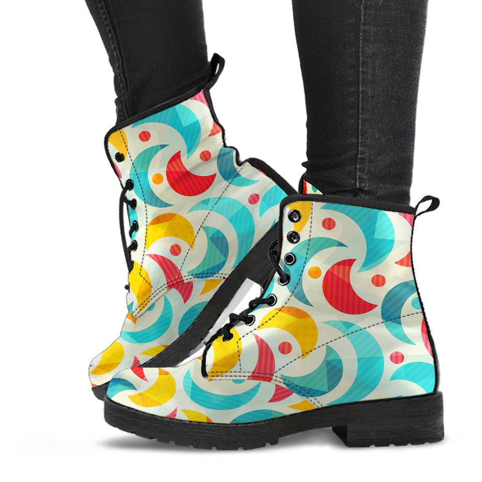 Colorful Moon Pattern Leather Boots