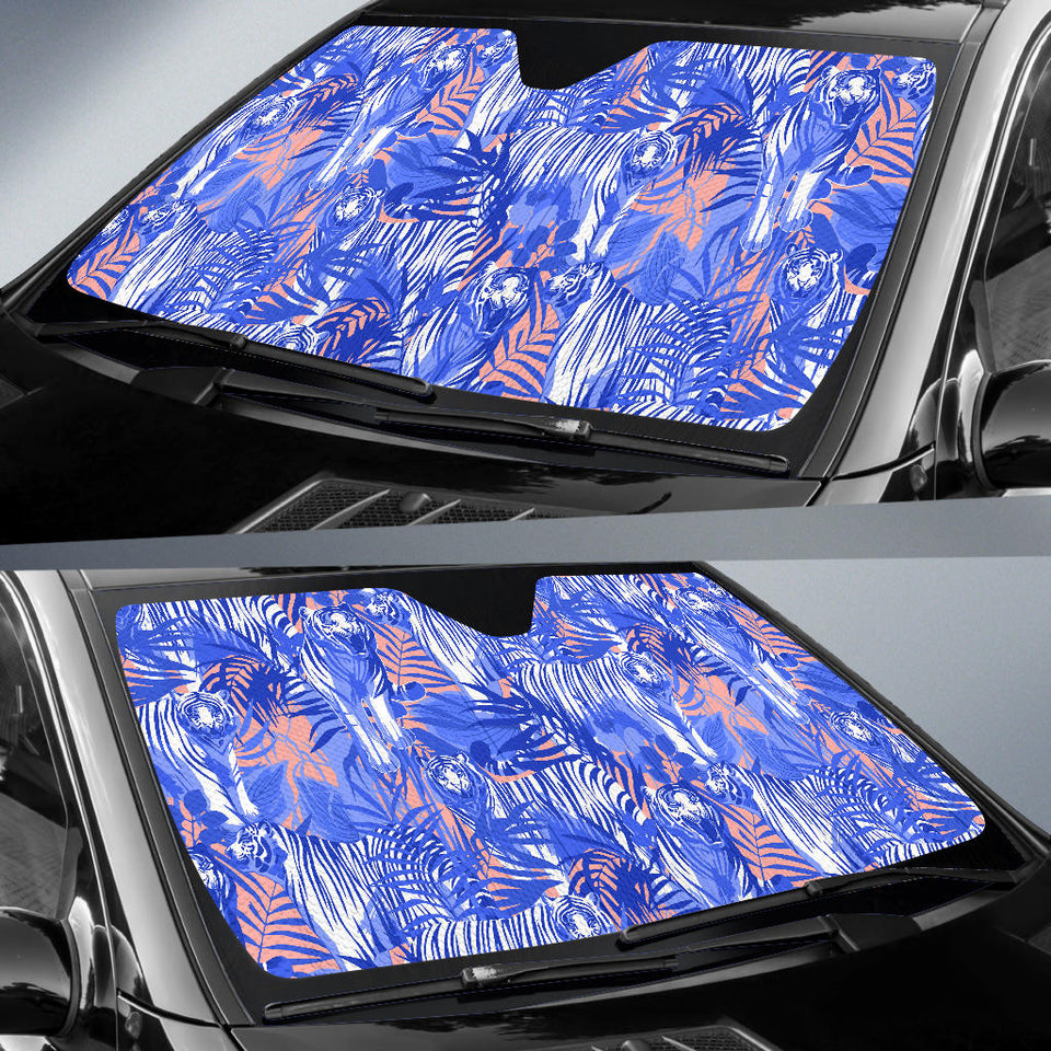 White Bengal Tigers Pattern Car Sun Shade