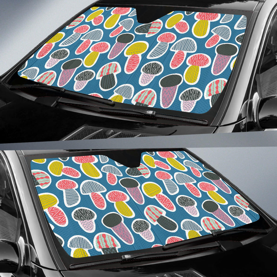 Colorful Mushroom Design Pattern Car Sun Shade