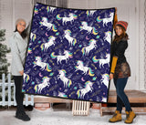 Hand Drawn Cute Unicorn Star Planet Premium Quilt