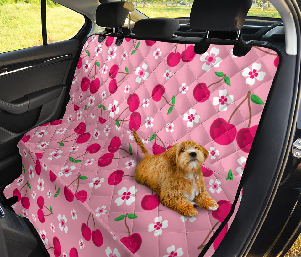 Cherry Flower Pattern Pink Background Dog Car Seat Covers