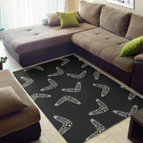 Hand Drawn Boomerang Australian Aboriginal Ornament Area Rug
