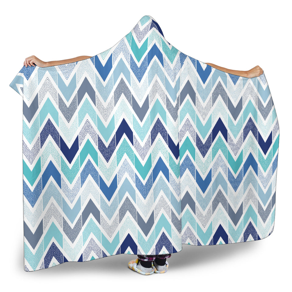 Zigzag  Chevron Blue Pattern Hooded Blanket